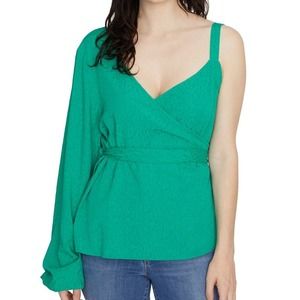 Sanctuary Dani One-Shoulder Wrap Top Green Size MD